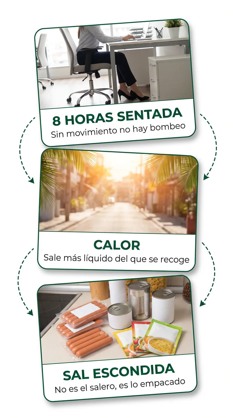 Las tres cosas que estancan la linfa: estar sentada, el calor y la sal escondida