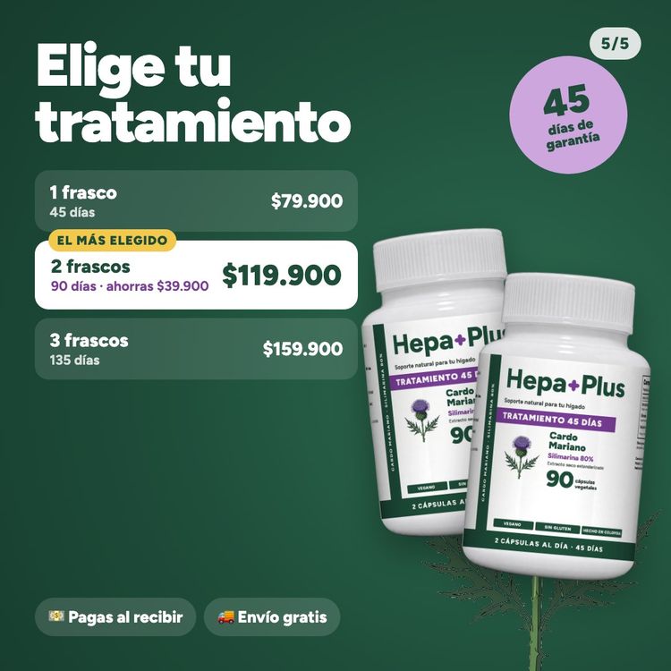 Elige tu tratamiento: 1 frasco $79.900, 2 frascos $119.900, 3 frascos $159.900, garantía de 45 días